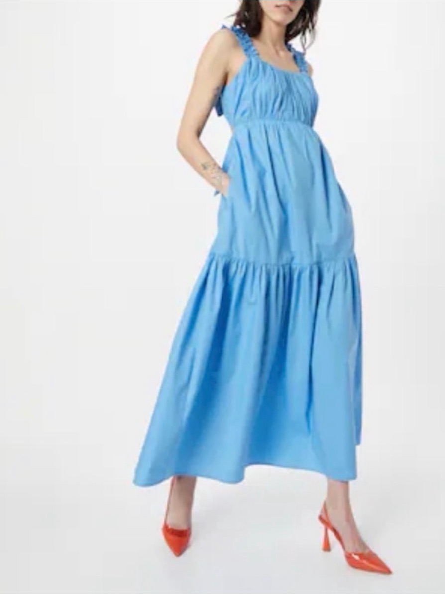 Abercrombie & Fitch Light Blue Maxi Dress With Ruffled Straps